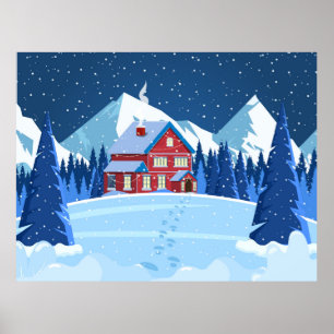 Abstract mountain landscape poster