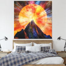 Abstract mountain moon shine art