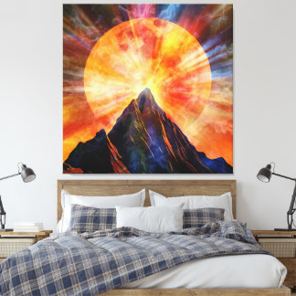 Abstract mountain moon shine art canvas print