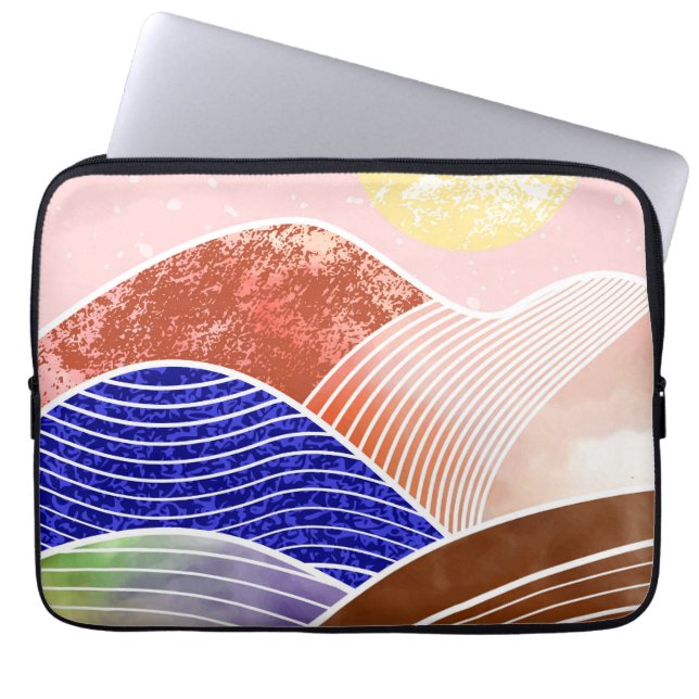Abstract mountain painting laptop sleeve (Front)