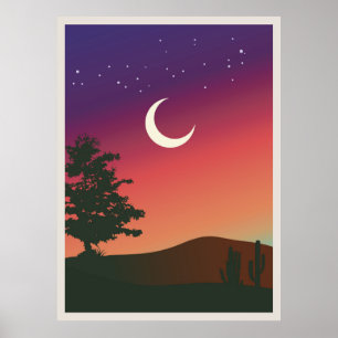 Abstract mountain painting, poster