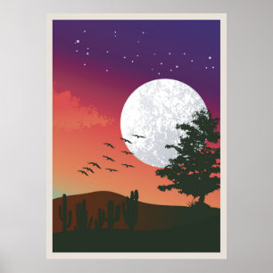 Abstract mountain painting, poster