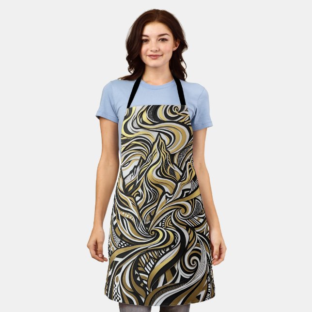 Abstract Mountain Range Gold Silhouette Apron (Worn)