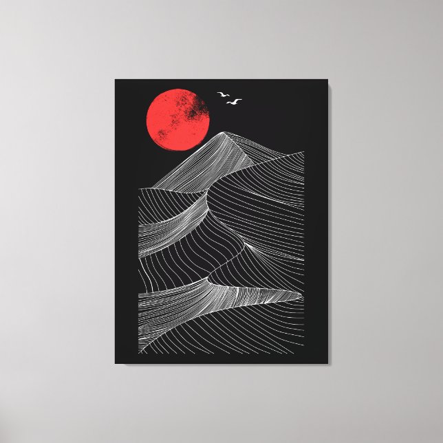 Abstract Mountain Red Sun Canvas Print (Front)