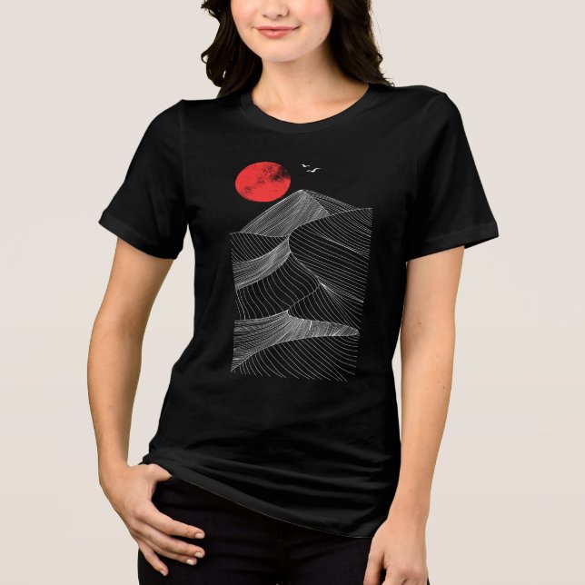 Abstract Mountain Red Sun Tri-Blend Shirt (Front)
