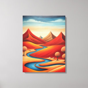 Abstract Mountain River Landscape Canvas Print