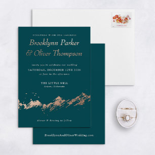 Abstract Mountain Rose Gold on Teal Wedding