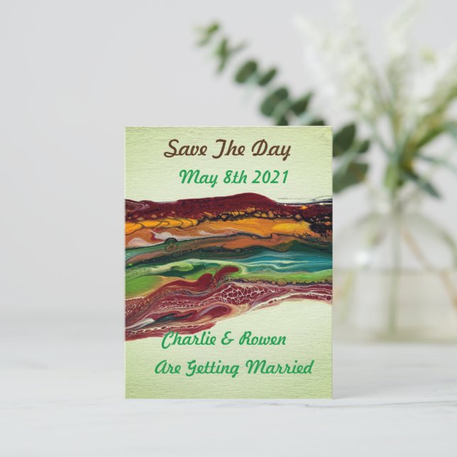 Abstract Mountain Save The Day Wedding Card (Standing Front)