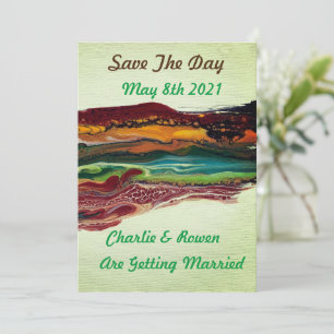 Abstract Mountain Save The Day Wedding Card