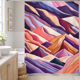 Abstract Mountain Scene Purple Peach Burgundy Shower Curtain