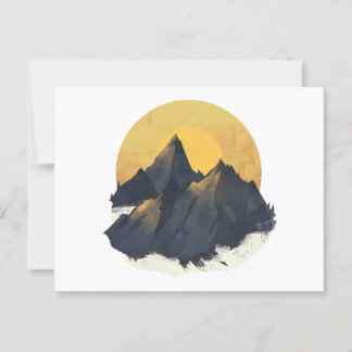 Abstract Mountain Sunrise Painting Art Postcard