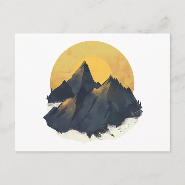 Abstract Mountain Sunrise Painting Art Postcard (Front)