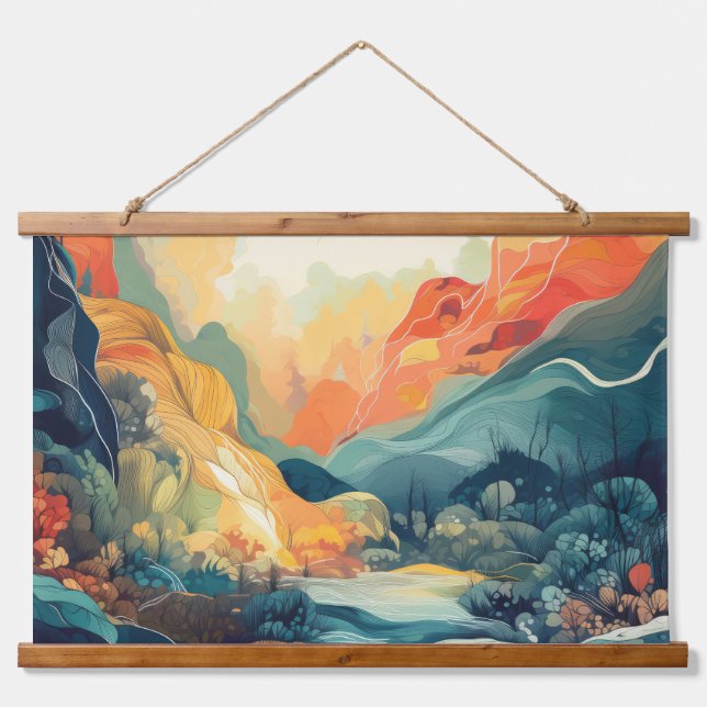 Abstract Mountain Sunrise Tapestry (Front)