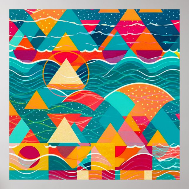 Abstract Mountains and River Poster (Front)