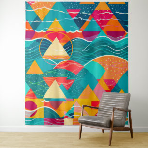 Abstract Mountains and River Tapestry
