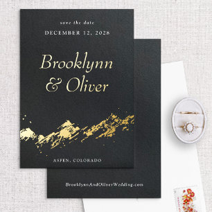 Abstract Mountains Black & Gold Save the Date