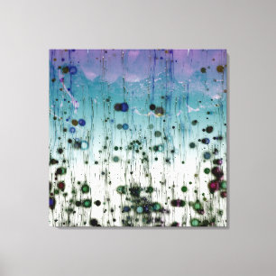 Abstract Mountains & Dots Aqua Purple & Black Canvas Print