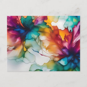 Abstract Movement Vibrant Alcohol Ink Postcard