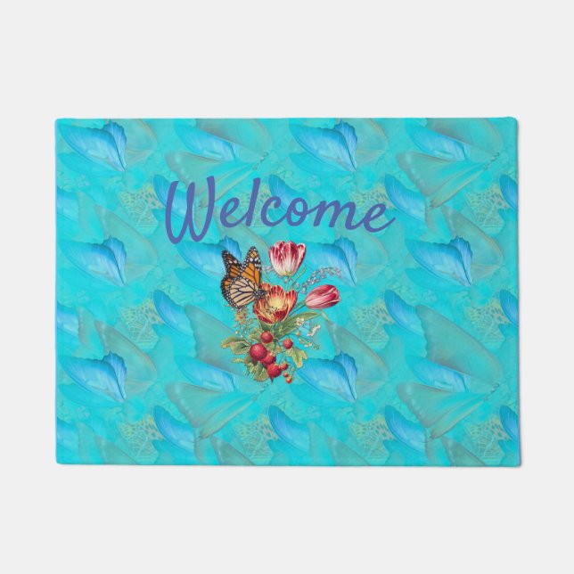 Abstract Moving Butterflies  Doormat (Front)