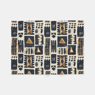 Abstract Mud Cloth Pattern Fleece Blanket