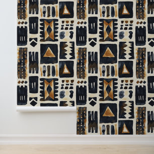 Abstract Mud Cloth Pattern Wallpaper