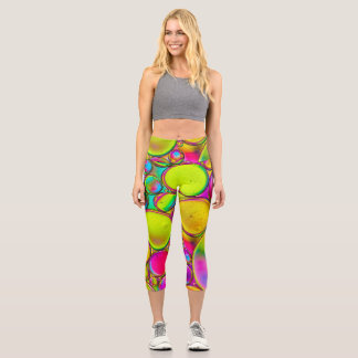 Abstract Multi Colour Splash Design Capri Leggings