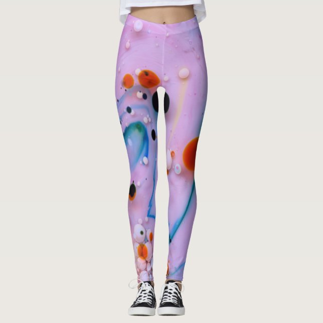 Abstract Multi Colour Splash Design Leggings (Front)