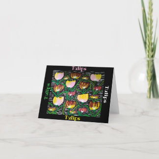 Abstract Multi-Colour Tulips Blank Greeting Card