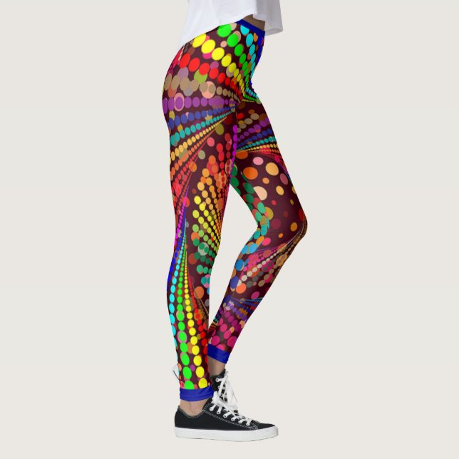 Abstract Multi-Colour w/ Blue Fashion  Leggings (Right)