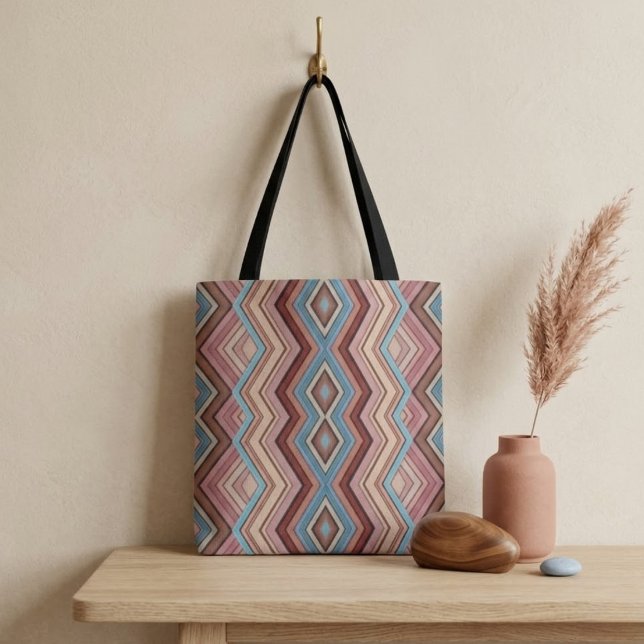 Abstract Multi-Colour Zig Zag Stripes Tote Bag (Creator Uploaded)