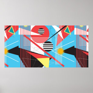 Abstract multi-coloured background of geometric ob poster