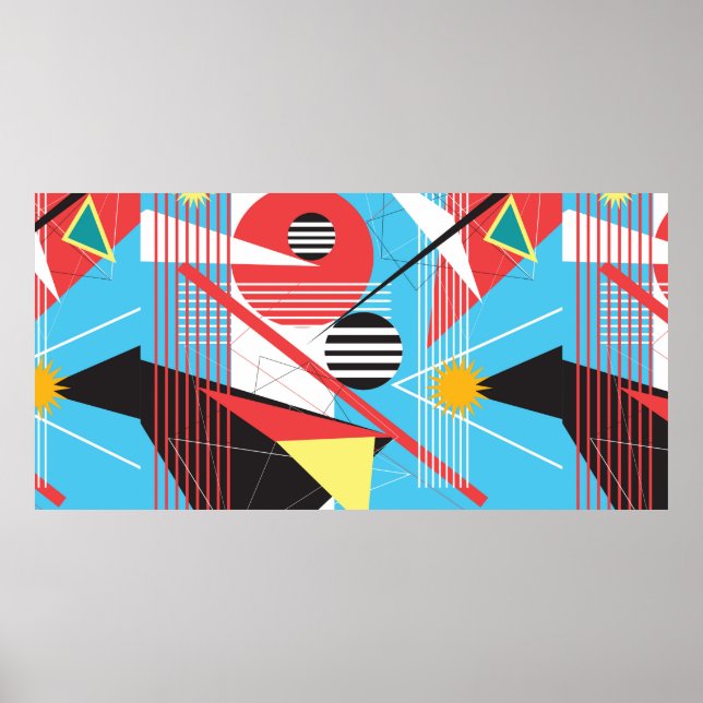 Abstract multi-coloured background of geometric ob poster (Front)