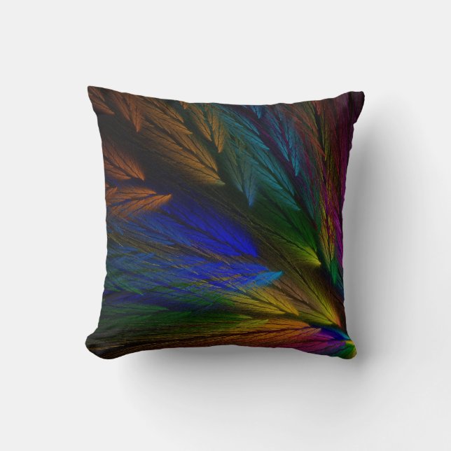 Abstract Multi-Coloured Feather Fractal Pillow (Front)