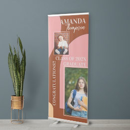 Abstract Multi Photo Class of 2025 Graduation Retractable Banner