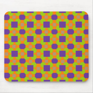 Abstract Multicolor Chequered Pattern with Circles Mouse Pad