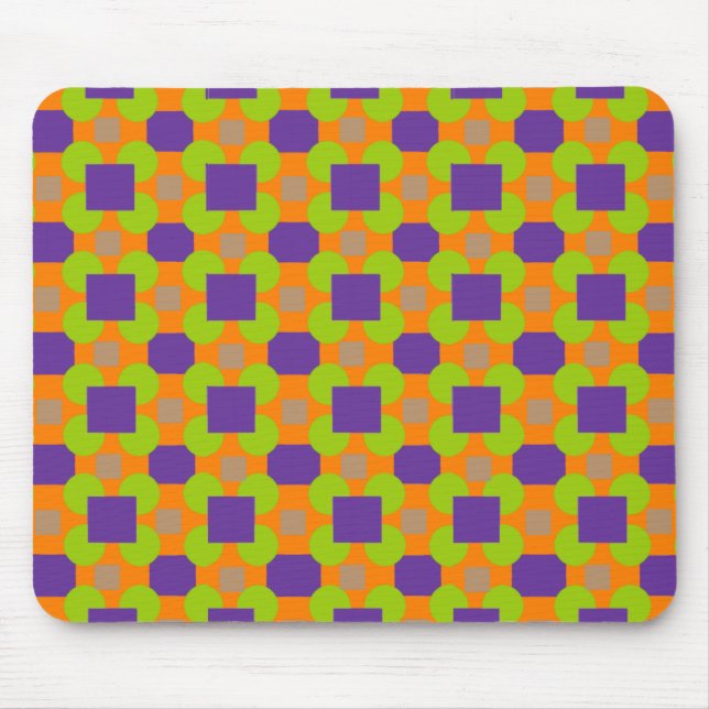 Abstract Multicolor Chequered Pattern with Circles Mouse Pad (Front)