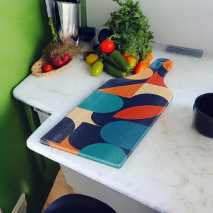 Abstract Multicolor Geometric Shapes Pattern Cutting Board
