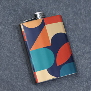 Abstract Multicolor Geometric Shapes Pattern Hip Flask