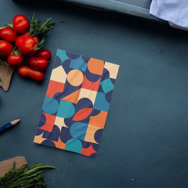 Abstract Multicolor Geometric Shapes Pattern Tea Towel (Kitchen Towel)