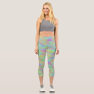 Abstract Multicolor Pattern Capri Leggings