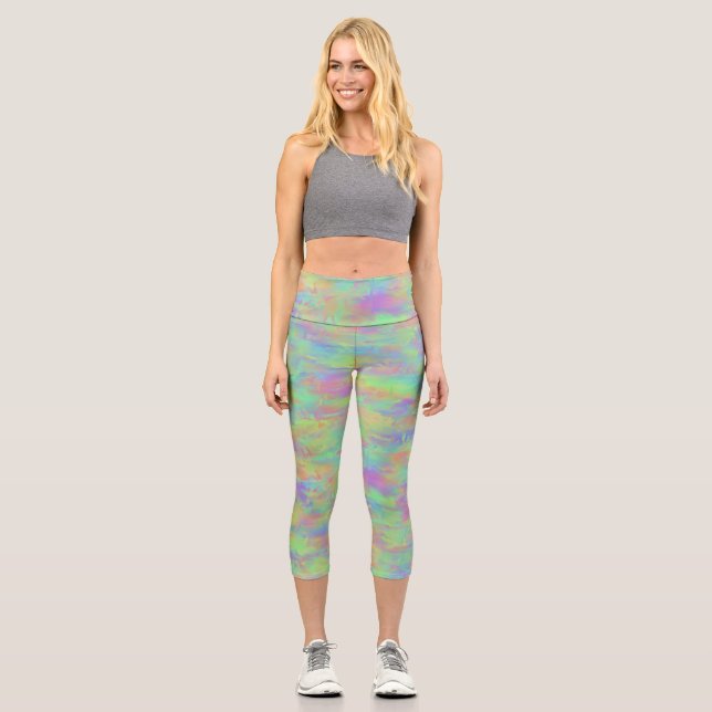 Abstract Multicolor Pattern Capri Leggings (Front)