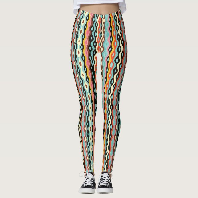 Abstract multicolor pattern leggings (Front)