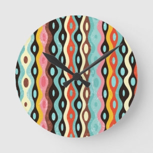 Abstract multicolor pattern round clock