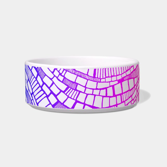Abstract Multicolor Rectangular Shapes Pet Bowl (Left)