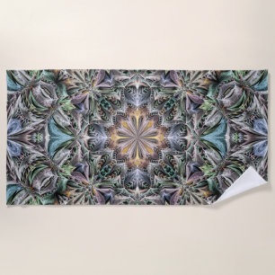 Abstract Multicolor Succulent Garden Rosette Beach Towel