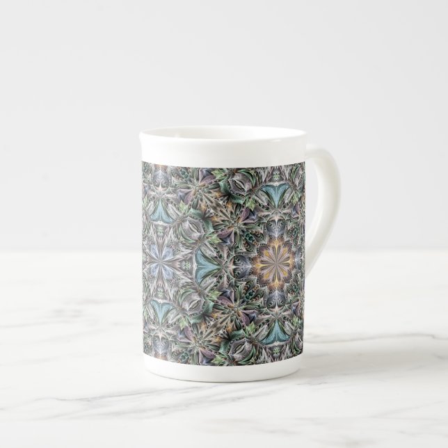 Abstract Multicolor Succulent Garden Rosette Bone China Mug (Front Right)