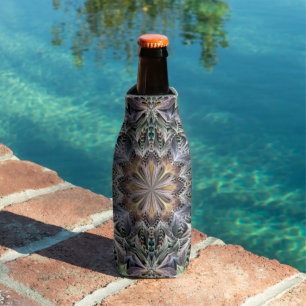 Abstract Multicolor Succulent Garden Rosette Bottle Cooler