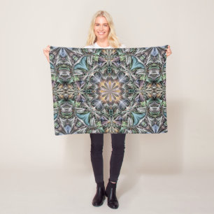 Abstract Multicolor Succulent Garden Rosette Fleece Blanket