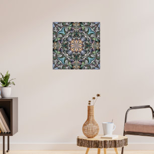 Abstract Multicolor Succulent Garden Rosette Poster
