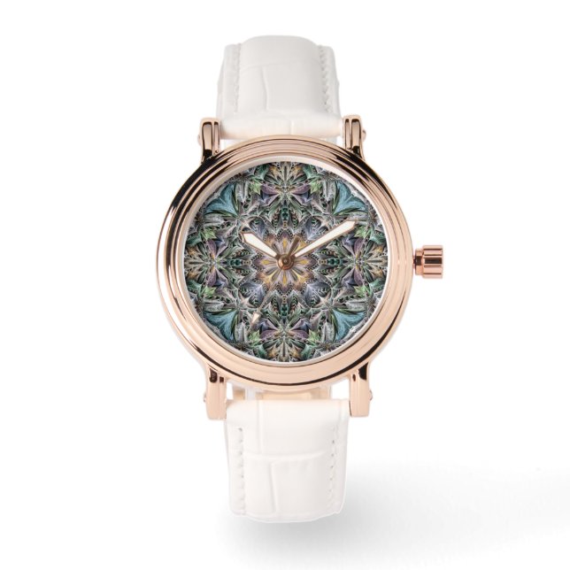 Abstract Multicolor Succulent Garden Rosette Watch (Front)